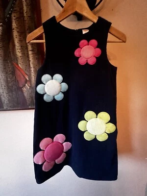 Gymboree Smart And Sweet Pop Flowers Blue Corduroy Jumper With Flower Appliqué - Image 1 of 3