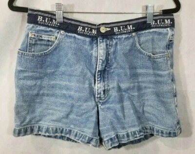 90s Vintage Womens BUM Equipment High Waist Medium Wash Shorts Size 13/14 - Image 1 of 4