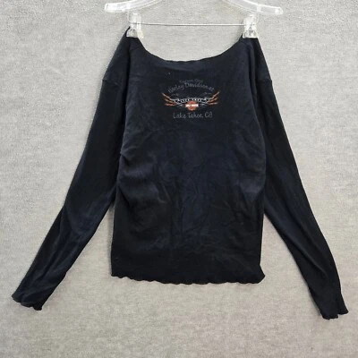 VINTAGE Harley Davidson Women Top 2X Shirt Y2K Carson City Lake Tahoe Ca Flame - Image 1 of 4