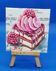 Cake #10 Dessert Original acrylic painting for kitchen handmade wall art ooak