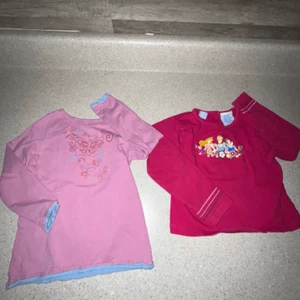 Vintage Disney OshKosh Tops Girls 4T Lot of 2 Pink Love Sleeve Princess 90s - Picture 1 of 8