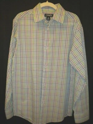 CHAPS МАЛЬЧИКОВ L РУКАВ ПРОВЕРЕННЫЙ РУБАШКА НА ПУГОВИЦАХ, БЕЛЫЙ, ЗЕЛЕНЫЙ, СИНИЙ, ЛАВАНДА NW - Изображение 1 из 3