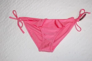 Jr Womens Swimsuit PINK CORAL BIKINI BOTTOMS Ruffle, Side Ties SIZE M 7-9 - Picture 1 of 2