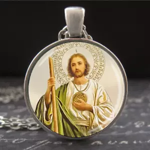St. Jude Medal Thaddeus Catholic Necklace San Judas Protection Charm Handcrafted - Picture 1 of 3