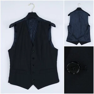Mens Waistcoat Medium Size UK 38 Vintage Black MANGO Slim Fit Formal Dress Vest - Picture 1 of 12