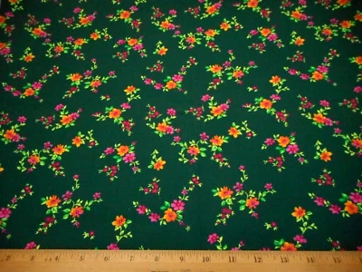 Tela de chintz floral por yarda naranja rosa floral Dk Navidad verde algodón polaco #B C Foto 1 de 2