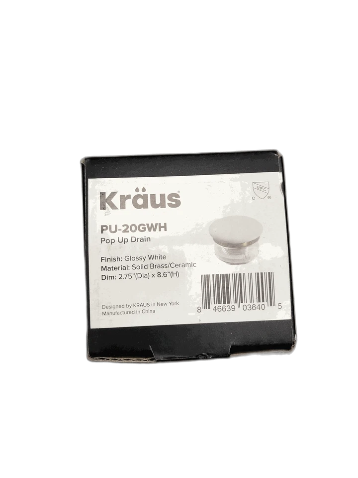 Drenaje emergente KRAUS con tapa de cerámica de porcelana para lavabo de baño en blanco brillante Foto 1 de 1