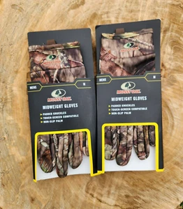2 Pack Mossy Oak Midweight Hunting Gloves Touch Screen Compatible Size Medium - Picture 1 of 5