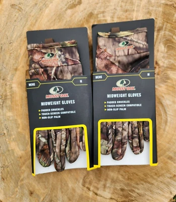 2 Pack Mossy Oak Midweight Hunting Gloves Touch Screen Compatible Size Medium - Image 1 of 4