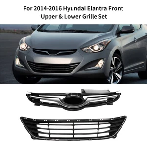 ABS Front Bumper Upper & Lower Grille Set For 2014-2016 Hyundai Elantra Sedan - Picture 1 of 12