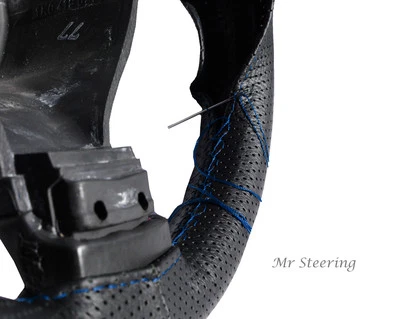 Para Vauxhall Astra F MK3 Funda De Volante De Cuero Perforado Con Costura Azul - Imagen 1 de 3