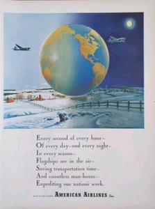 1944 Vintage American Airlines Flying Around The World Print Ad - Picture 1 of 1