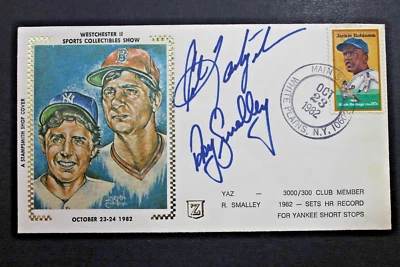 Carl Yastrzemski Roy Smalley Dual Autographed Signed 1982 First Day Cover JSA - Image 1 of 3