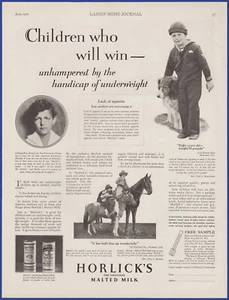 Anuncio impreso vintage 1928 HORLICKS leche malteada efímero años 20 - Imagen 1 de 1
