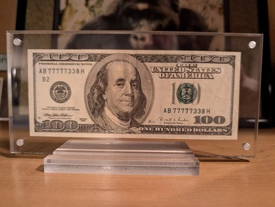 1996 FRN NY B2 Fancy $100 Franklin Rare Five Of A Kind Serial No.- Display Case! - Image 1 of 4