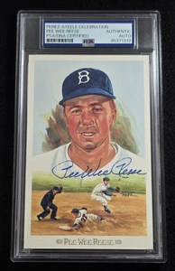 PEE WEE REESE Signed Perez Steele Card-HOF-BROOKLYN DODGERS-PSA - Picture 1 of 4