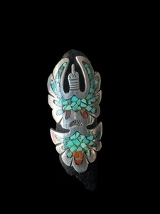 Türkis und Sterlingsilber Peyote Vogel Ring Größe 4,25 5,3 g - Bild 1 von 4