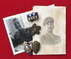 Stock Militaria WW2 Photo Official Royal Army + Badges Maimed Sick Leave - Picture 1 of 3
