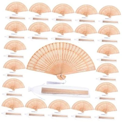  60Pcs Wooden Hand Fans Folding Wedding Fans for Guest Chinese Simple Style - Image 1 of 4