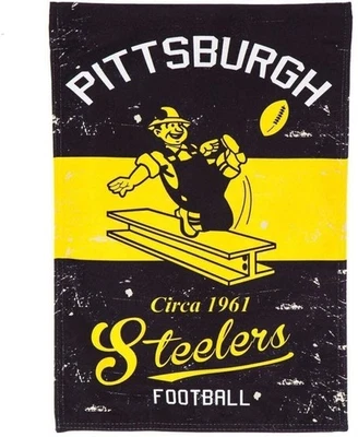 Bandera de jardín premium Pittsburgh Steelers, doble cara, retro vintage... Foto 1 de 3