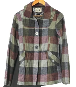 Vintage Y2K Volcom Plaid Jacket S Lined Coat Skater Scene Punk Wool Blend Bella - Picture 1 of 14