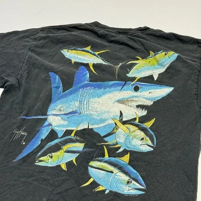 Guy Harvey Aftco Shark Graphic T-Shirt Fishing Short Sleeve Gray Men's Small - Image 1 of 4