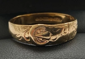 Anillo estilo hebilla vintage oro amarillo 9ct 9k - talla O - Imagen 1 de 13