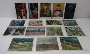 Vintage French Paintings 16 Large Postcard Collection 1973 Aurora Soviet Various - Foto 1 di 10