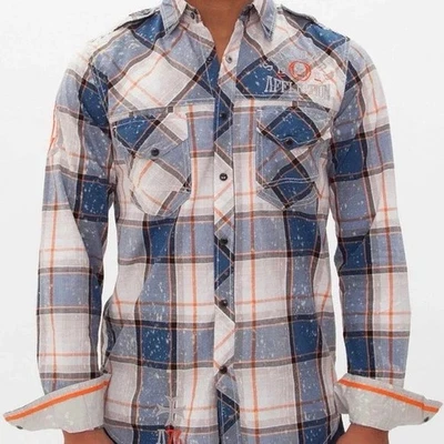 Camisa Affliction Para Hombre Negra Premium Intercare Facilidad Perla A Presión Cuadros Grande Foto 1 de 4