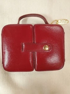 Wolf Designs Travel Jewelry Box Case Burgandy Genuine Leather vintage unused - Picture 1 of 8