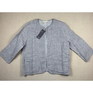 NWT Eileen Fisher Doubleface Linen Cotton Check Jacket size Petite Small - Picture 1 of 8