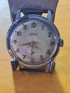 Montre GISCA type militaire ne Fonctionne Pas AXE Balancier CASSÉ - Foto 1 di 9