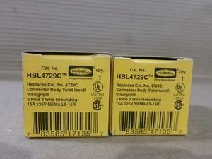 Nuevo Lote de 2 Hubbell HBL4729C Cuerpo Conector Bloqueo Giratorio 2 Polos 3 Cables AK - Imagen 1 de 3