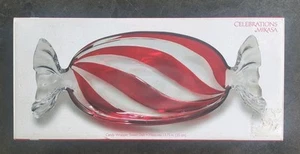 Mikasa Peppermint Twist piatto porta caramelle vetro rosso chiaro nuovo con scatola 13,75" - Foto 1 di 5