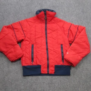 Vtg Alpine Designs Jacket Mens Small Red Puffer Goose Down Coat Full Zip 70s - Picture 1 of 14