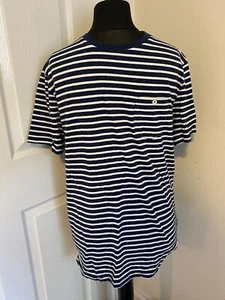 SoulCal & Co Men's Blue and White Striped Chest Pocket Short Sleeve T-shirt - Picture 1 of 10