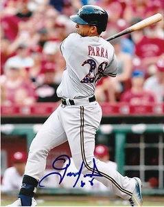 GERARDO PARRA MILWAUKEE BREWERS ACTION SIGNED 8x10 - Picture 1 of 1