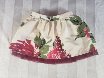 Falda de vacaciones Baby Gap para niñas pequeñas floral rosa rojo satinado talla 12-18 meses usada en excelente estado Foto 1 de 4