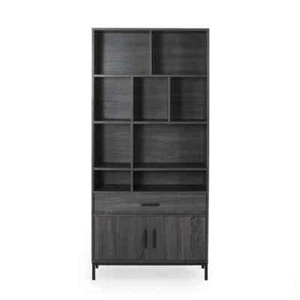 Noble House Standard Bookcase 67.25" x 11.75" x 31.5" Wood Closed Back Black - Picture 1 of 6