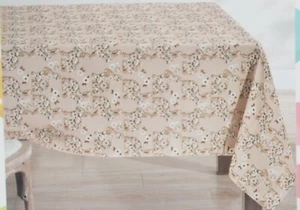 Printed Fabric Tablecloth 52"x70"(4-6 ppl)Oblong,EASTER FLORAL BUNNIES & FLOWERS - Picture 1 of 15