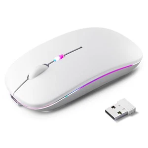 Wireless Bluetooth Mouse Rechargeable Silent Dual Mode White Portable Design - Picture 1 of 7