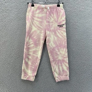 Abercrombie&Fitch Joggers Girls 5-6 Pink Yellow Tie Dye Baggy Tapered Leg Comfy - Picture 1 of 5