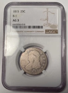1815 Busto Cappato Quarto NGC AG3 Browning 1 Tipo Primo Anno - Foto 1 di 4