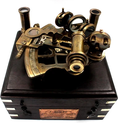 Antique Working J. Scott London Brass Ship Navigation Sextant W/Hardwood Box - Image 1 of 4