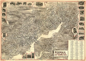 Norwalk, Süd und Ost - 1899 - Luftaufnahme Vogelperspektive Karte Poster - Bild 1 von 1