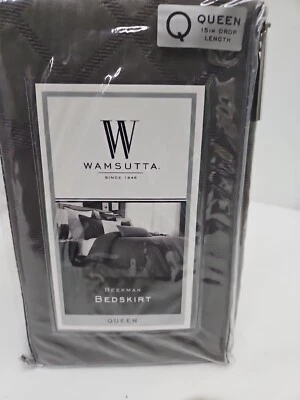 WAMSUTTA BEEKMAN Queen Bedskirt  SMOKE GRAY 100% Cotton Matelasse - Image 1 of 4