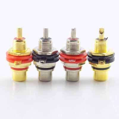 2pcs RCA Female Socket Connector Chassis Panel Mount Adapter Audio Terminal Plug - Image 1 of 4