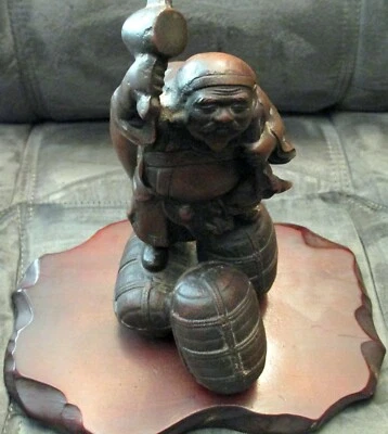 Figura de Buda japonés de bronce rara de colección de pie sobre bolsas con base Foto 1 de 4