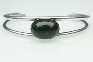 Vintage Estate Sterling Silver Genuine Bloodstone Cuff Bracelet 7" - Picture 1 of 3