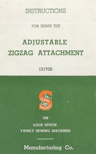 Owner's Manual for the Singer Adjustable ZigZag Attachment Sewing Machine 121706 - Picture 1 of 11